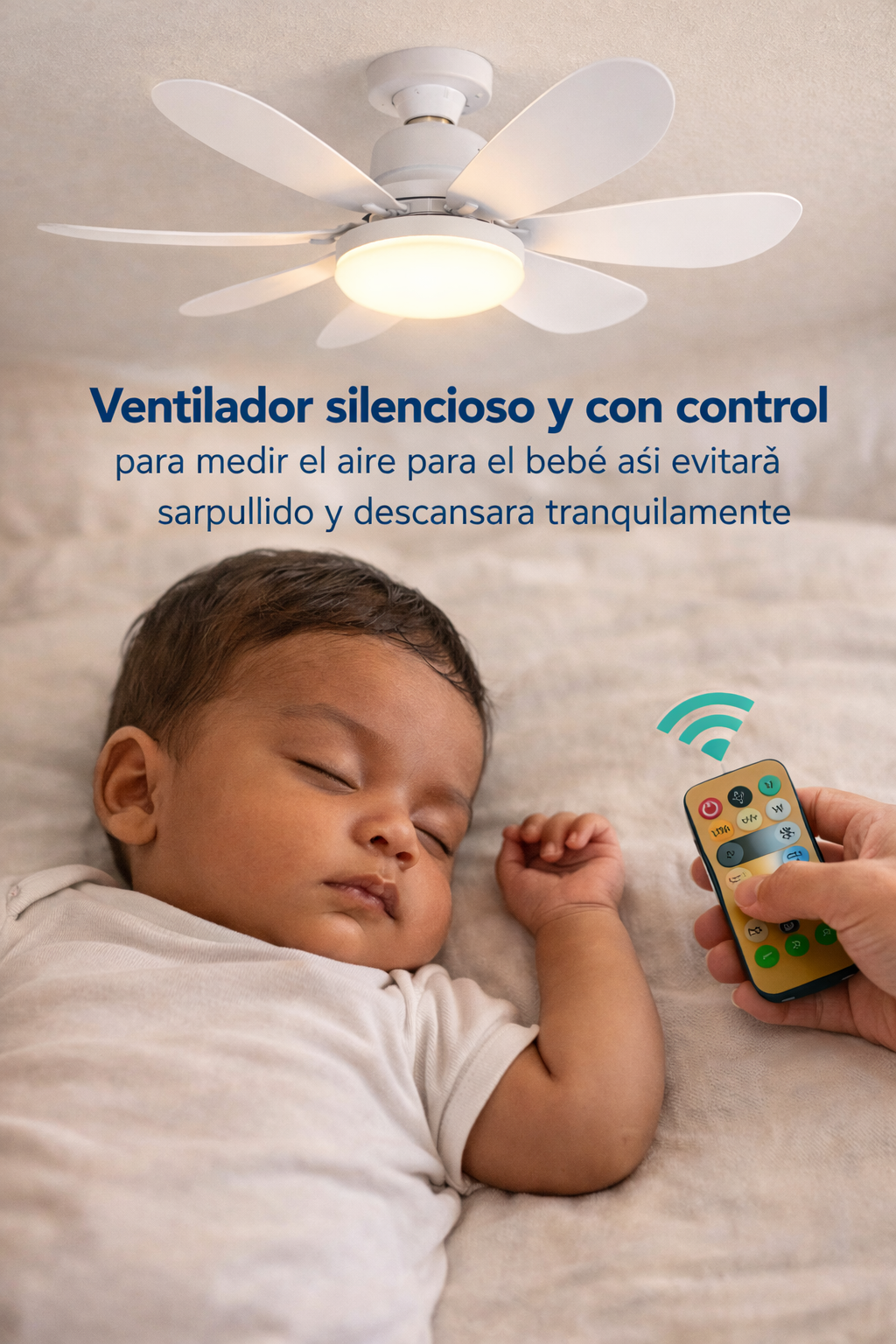 AireLux 360® foco ventilador con 3 tonos de luz